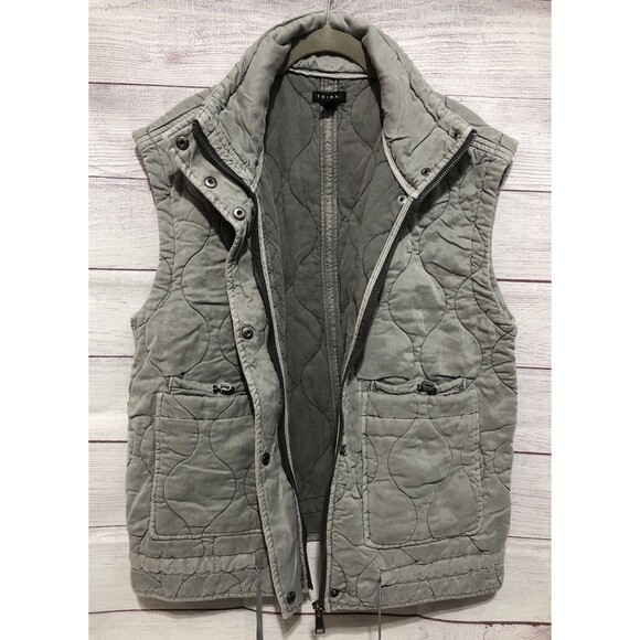 TRIBAL Women’s Slate  Gray Quilted Lyocell Vest Sz M EUC - Picture 5 of 9